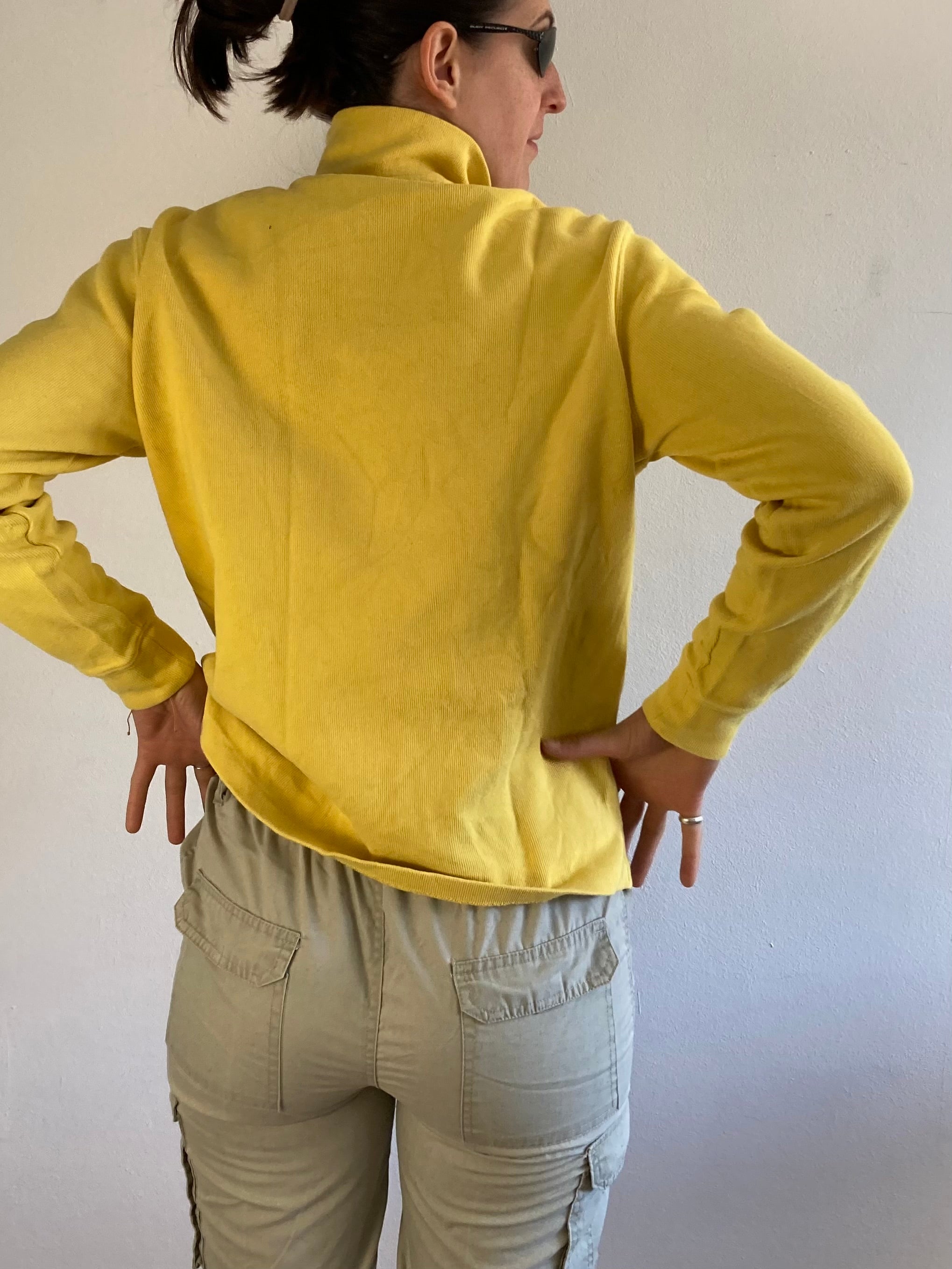 Sweater Vintage Polo Collar Long Sleeve Yellow Ralph Lauren Unisex – M