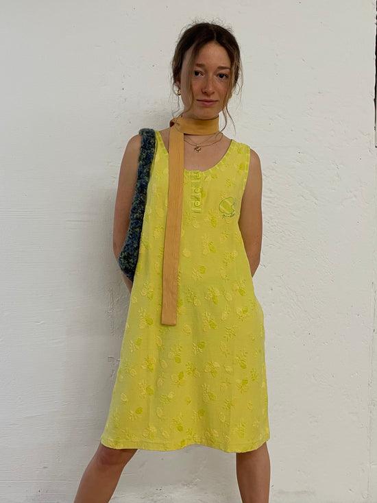 Dress Vintage Vandy Pomelo Layering Summer Strappy Lemon Yellow – S