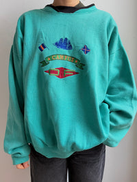 Vintage Campus Sweater Blue Unisex - L