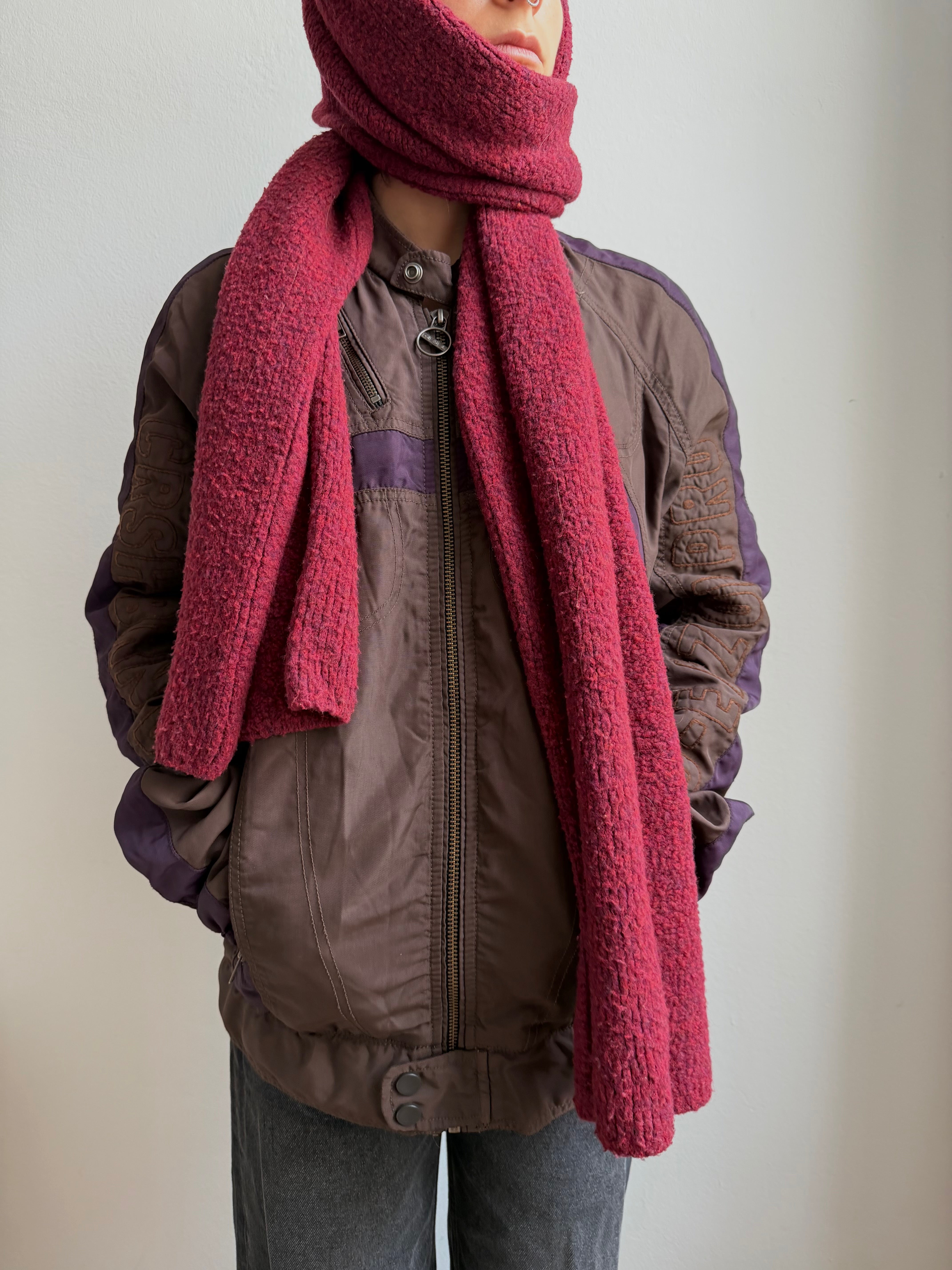 United Colors Of Benetton Scarf 100% Merinowool Burgundy - One Size