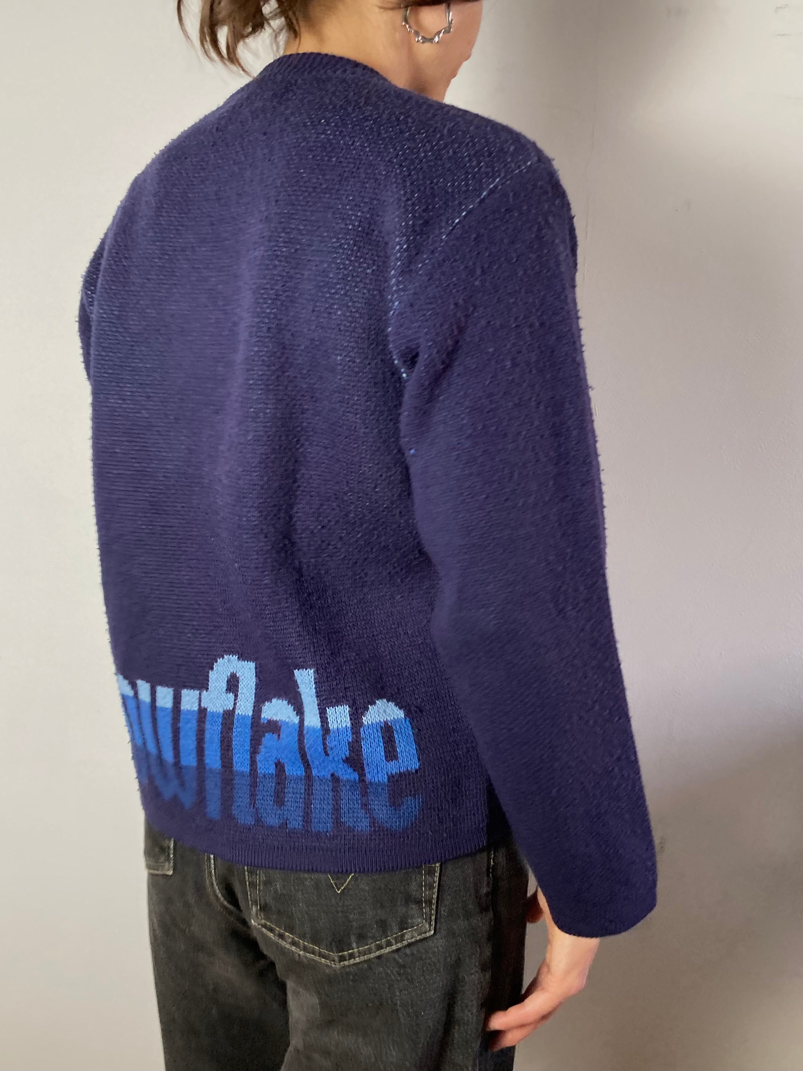 Sweater Vintage Simpsons Front Print Wool-Blend Blue Women – M