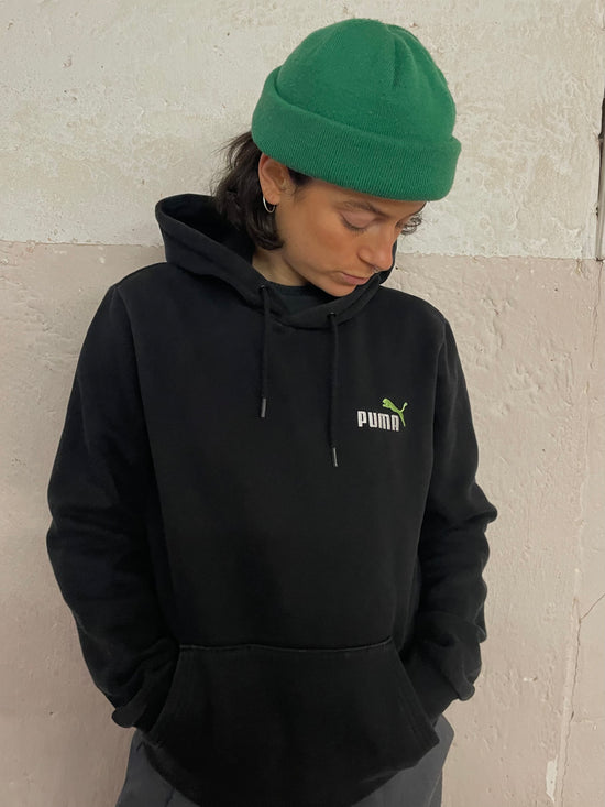 Puma Hoodie Front Logo Black Slim Fit – S