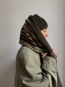 Vintage Wool Scarf Green, Brown and Rosa Unisex - One Size