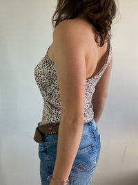 Top Vintage Cream Red Floral Pattern Shoulder Spring Women – S/M