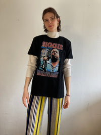 Trousers Vintage Straight Leg Striped Elastic Waist Unisex – M/L