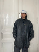 Oversized schwarze Lederjacke - Kleiderhaufen - Default Title