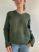 Sweater Oversized Vintage Green Washed Denim Longsleeve Unisex – L