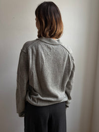 Wool V-Neck Sweater Grey Unisex - L
