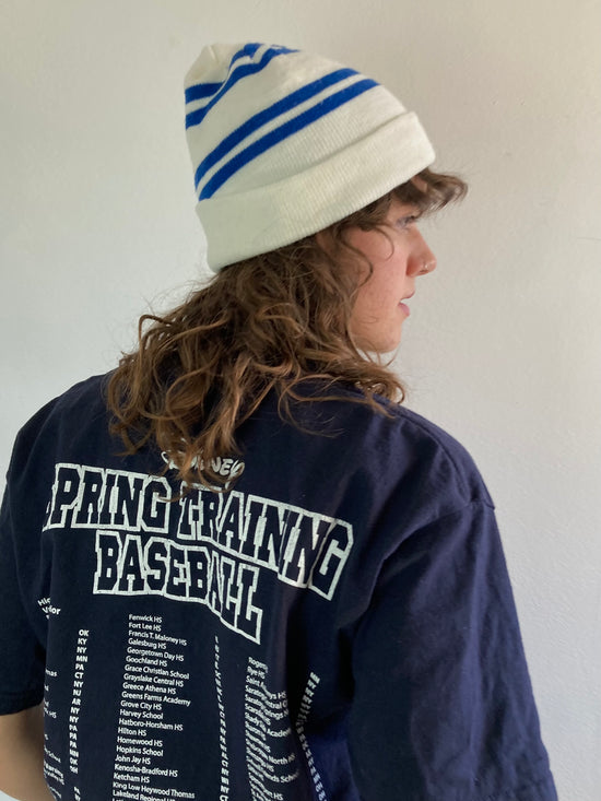 Beanie Vintage White Blue Washed Unisex – One Size