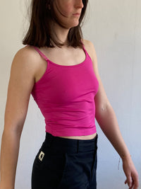Top Vintage Spaghetti Strap Gin Fizz Summer Satin Pink Women – S