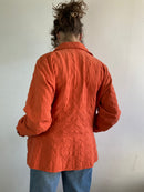 Jacket Vintage Orange Patterned Cotton Spring Lightweight Layering Unisex – M