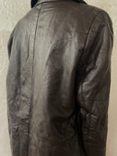 Vintage Leather Coat Women Brown Black – M