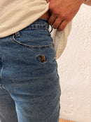 Vintage Jeans Blue with Front & Back Patches – L