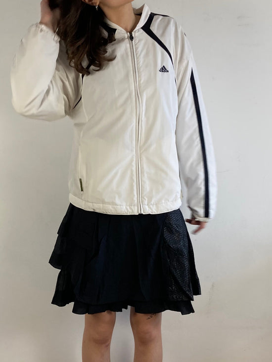 Track Jacket Vintage Adidas Sport Unisex White Cream Retro Fit Zip Jacket – L (fits like M)