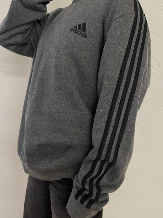 Adidas Sweater Grey Front Logo Stitch – M