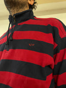 Paul & Shark Yachtling Striped Long Sleeve Polo Sweater Blue & Red – M