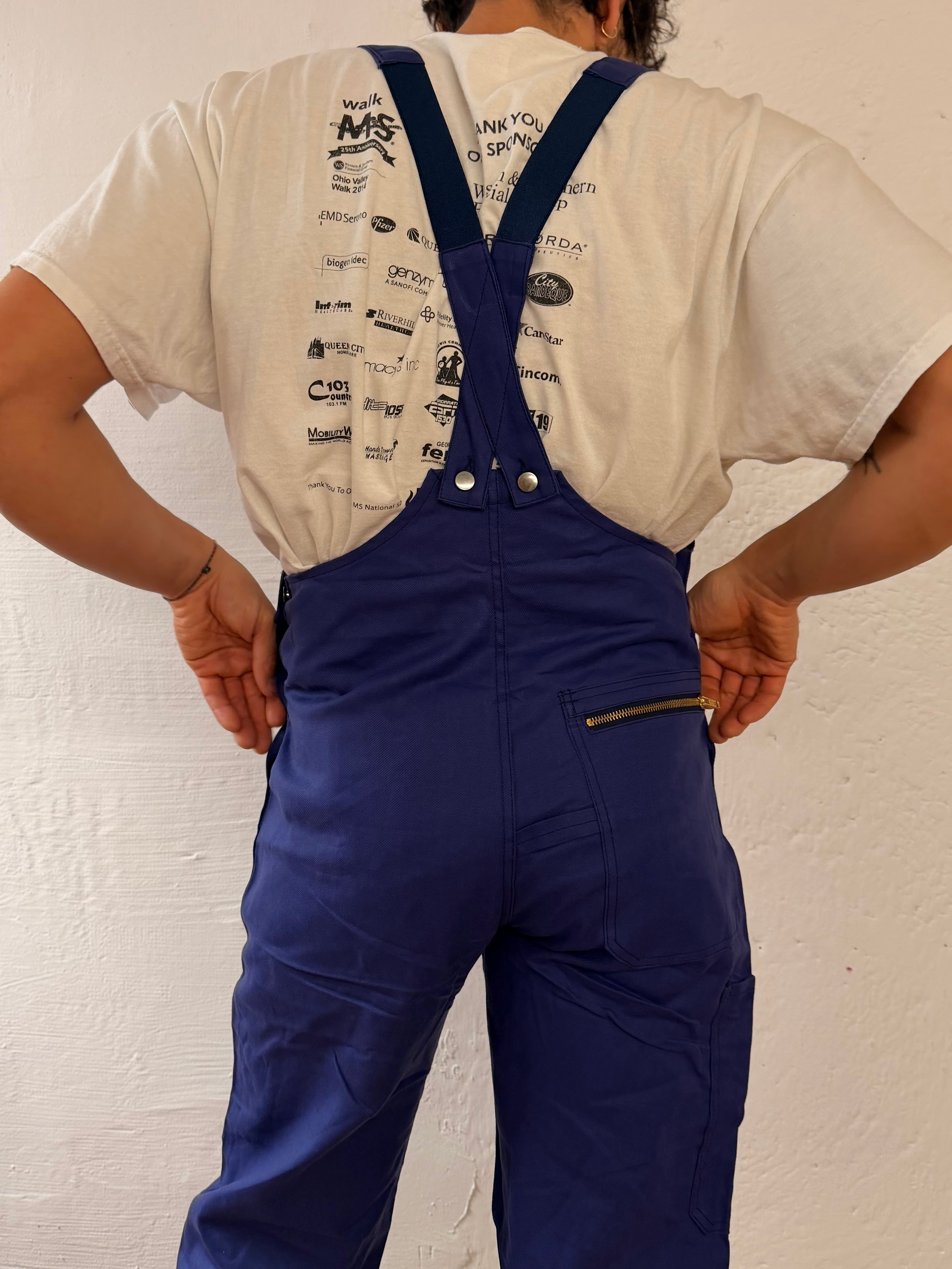 Adolphe Lafont Overall Blue with Adjustable Waist Buttons Unisex – L