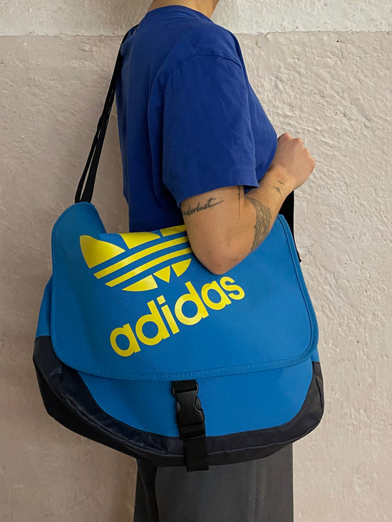 Vintage Adidas Shoulder Bag Blue & Yellow - One Size