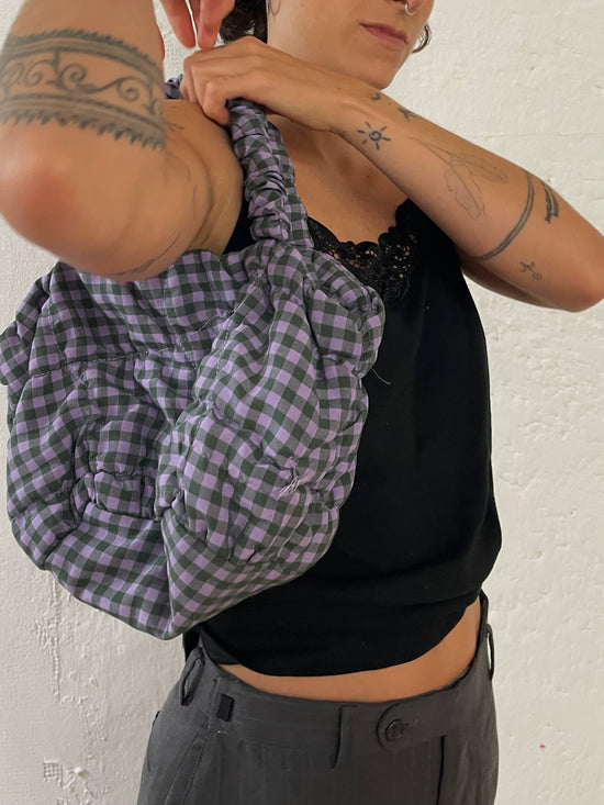 Karierte Tasche Lila/Grau