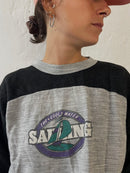 Vintage Sweater Front Graphic Grey Black – M