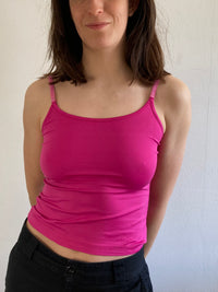 Top Vintage Spaghetti Strap Gin Fizz Summer Satin Pink Women – S