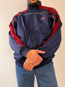 Vintage Track Jacket Adidas Blue Purple & Red Details Front & Back Logo Unisex – L