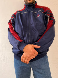 Vintage Track Jacket Adidas Blue Purple & Red Details Front & Back Logo Unisex – L