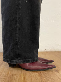 Vintage Juss Divine Leather Boots Pointed Toe Wine Red Knee-High – Size 40