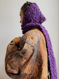 Vintage Fluffy Scarf Purple - One Size
