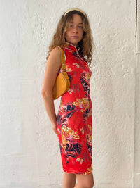 Drachen Sommerkleid Vintage S