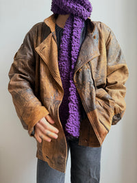 Vintage Leatherjacket Brown Unisex 100% Leather - 36