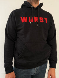 Hoodie Wurst Black Slim Fit Cotton Blend with Front Logo Unisex – L