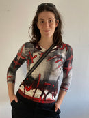 Longsleeve Vintage Y2K Apriori Front Print Layering Fitted Women – M