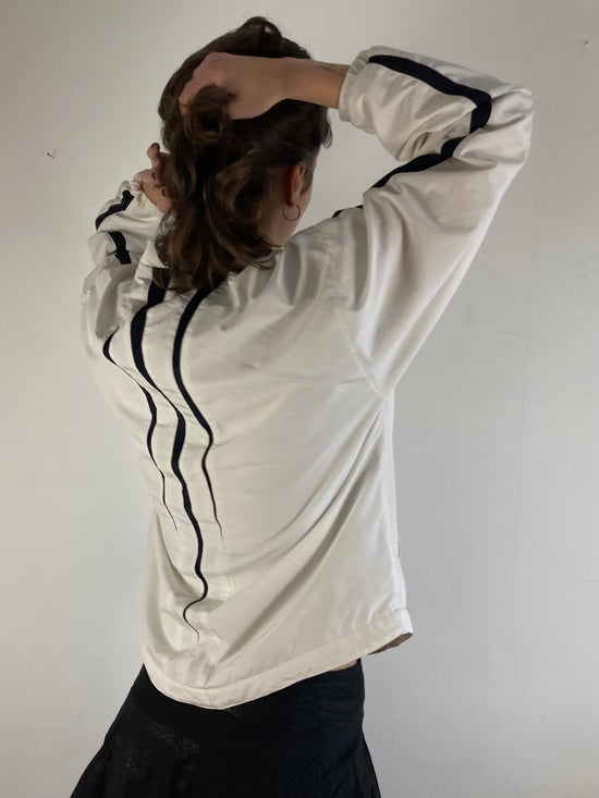 Track Jacket Vintage Adidas Sport Unisex White Cream Retro Fit Zip Jacket – L (fits like M)
