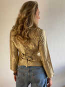 Blouse 100% SIlk Vintage Gold Front Details Made in Italy Elegant Women – M
