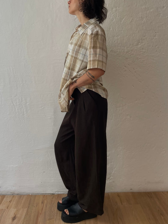 Braun/Weiß kariertes Hemd M