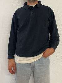 Modern Style Bourbon Polo Shirt – Black – Long Sleeve – XL