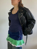 Skirt Vintage UNIQUE PIECE Blue Handmade Elephant Motif Layering Unique Women – M