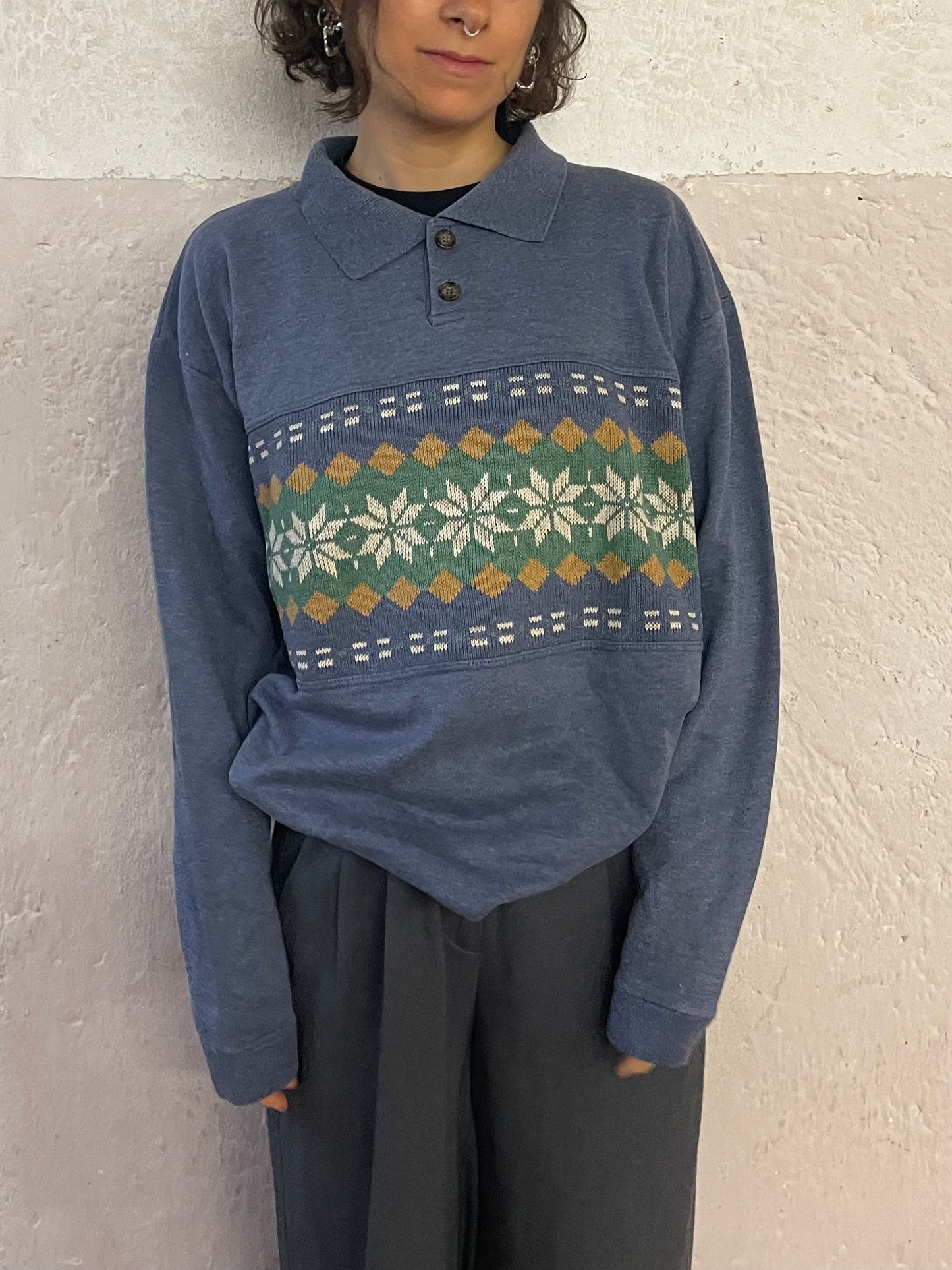 Old Retro Unisex Sweater with Polo Collar