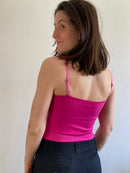 Top Vintage Spaghetti Strap Gin Fizz Summer Satin Pink Women – S