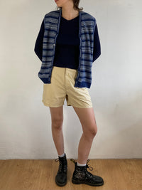 Vest Vintage Striped Blue Unisex Oversized Layering Knit Casual – M