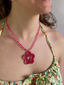 Necklace Vintage Small Pink Flower Costume Jewelry Women – One Size
