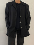 Pinstripe Blazer Long Sleeve Elegant Grey & Black– M/L