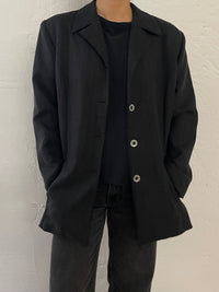 Pinstripe Blazer Long Sleeve Elegant Grey & Black– M/L