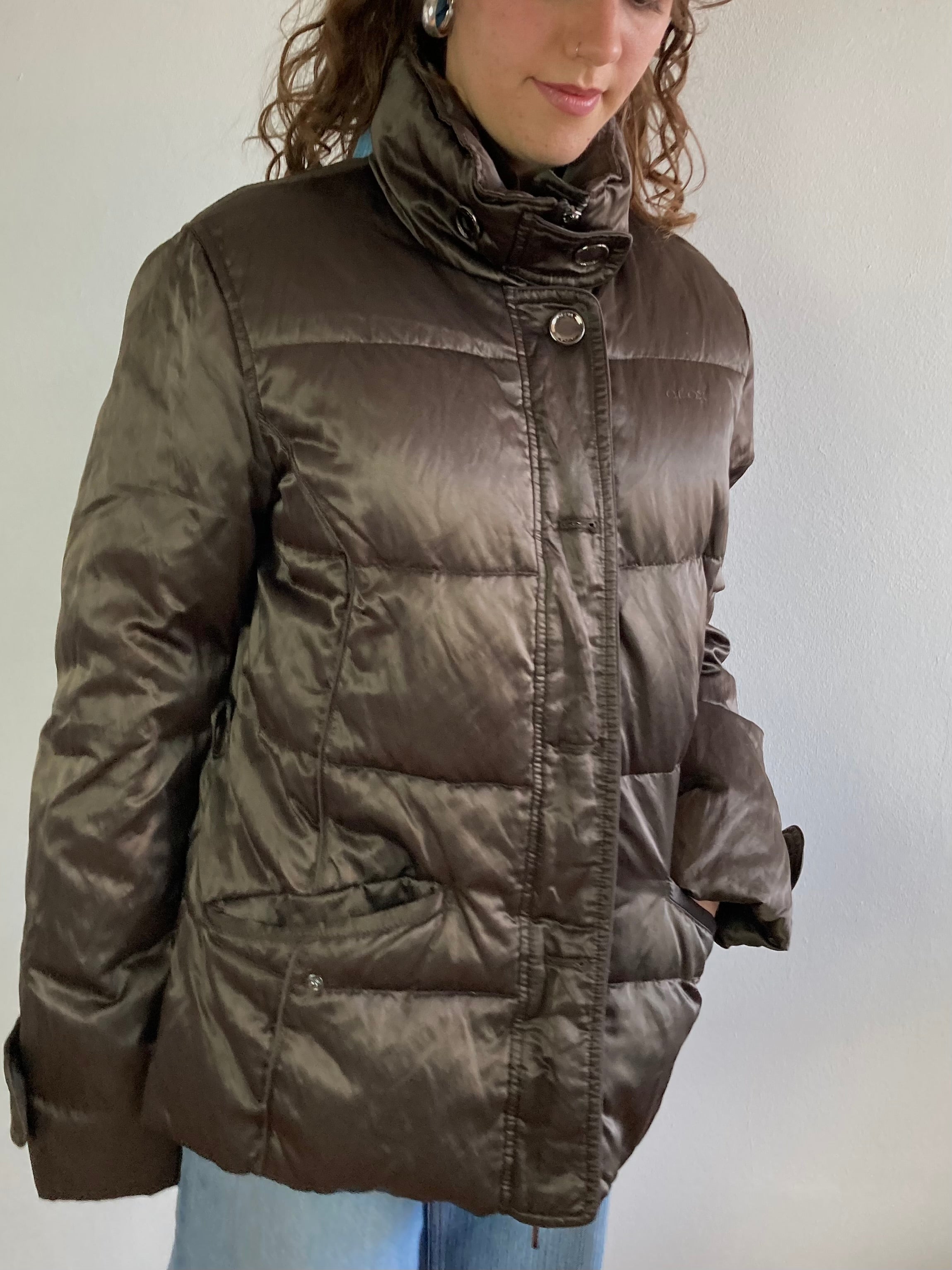 Puffer Jacket Vintage Brown Bronze Warm Geox Unisex – M