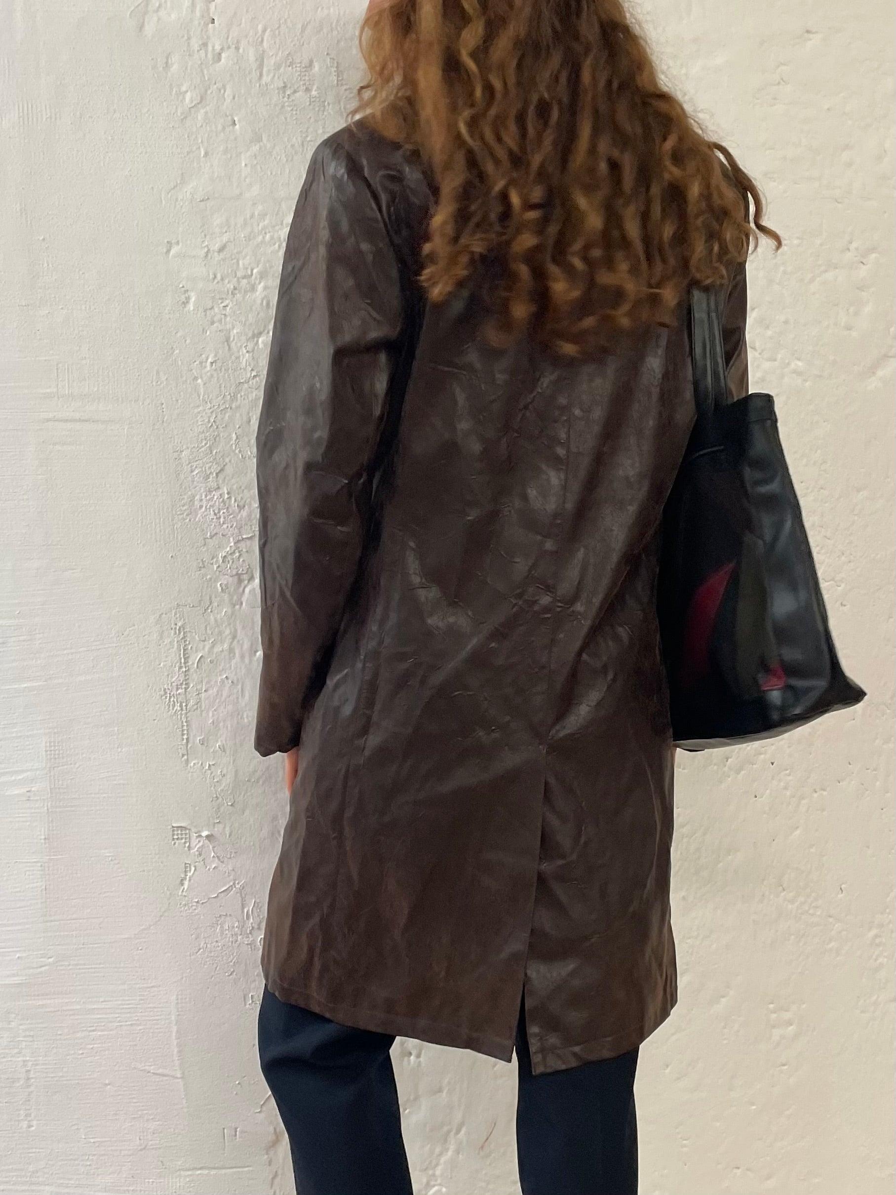 Kunstledermantel Dunkelbraun Größe M