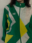 Vintage Umbro Lightweight Long Sleeve Sports Jacket Green White – L