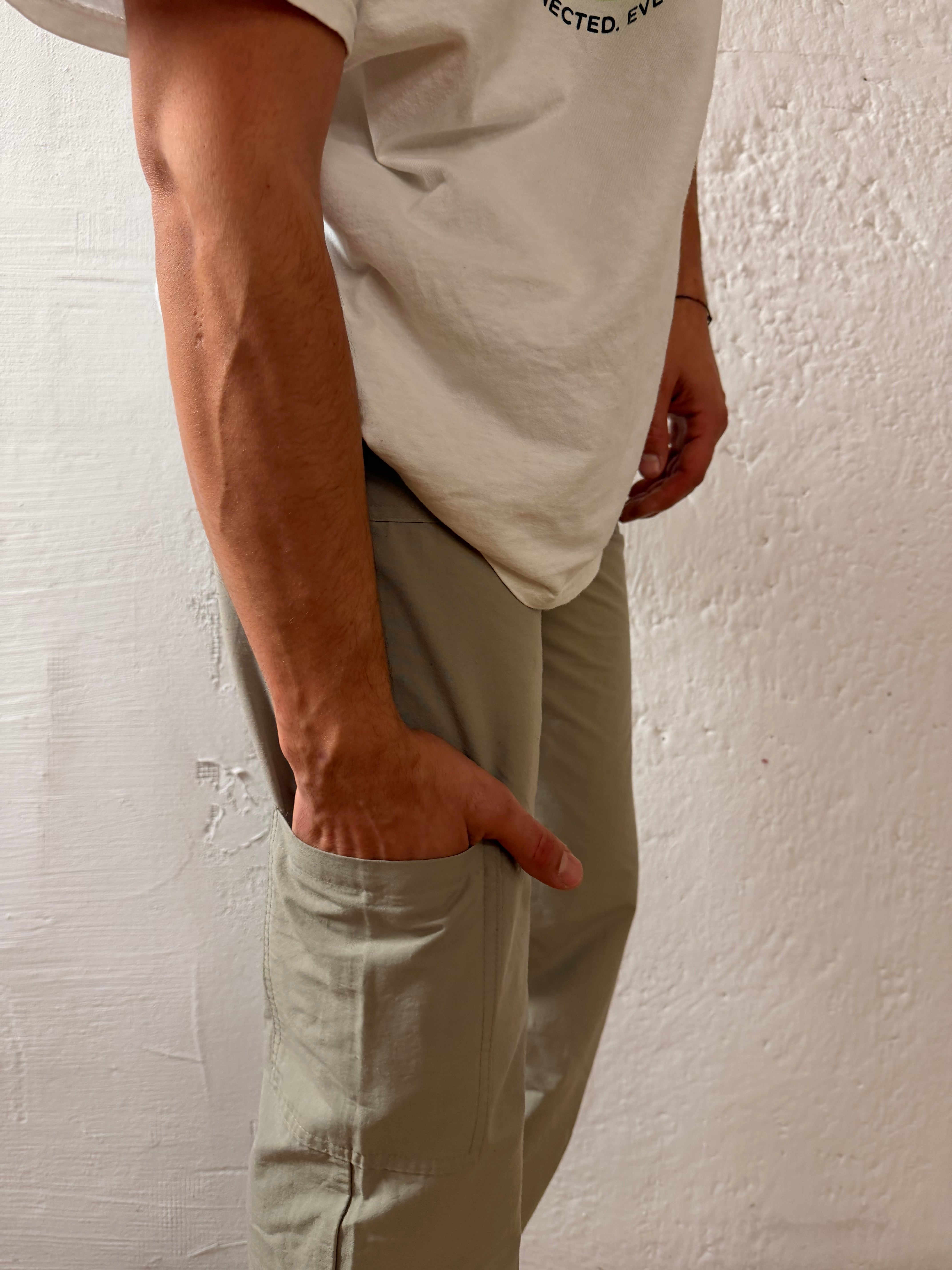 Unisex Pants Yokoo Beige Stretch Waist Adjustable Drawstring – L