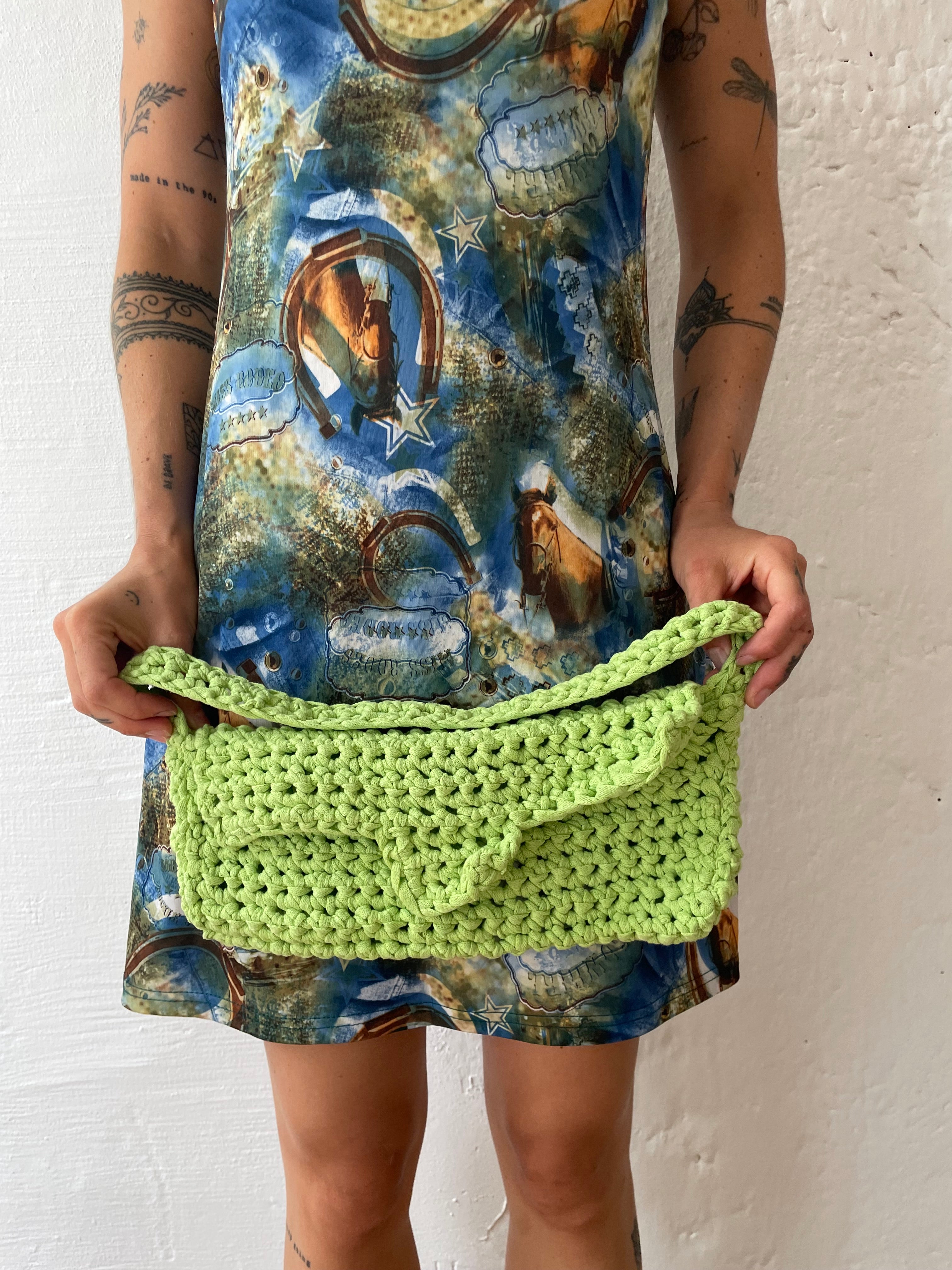 Vintage Bag gehäkelt grün
