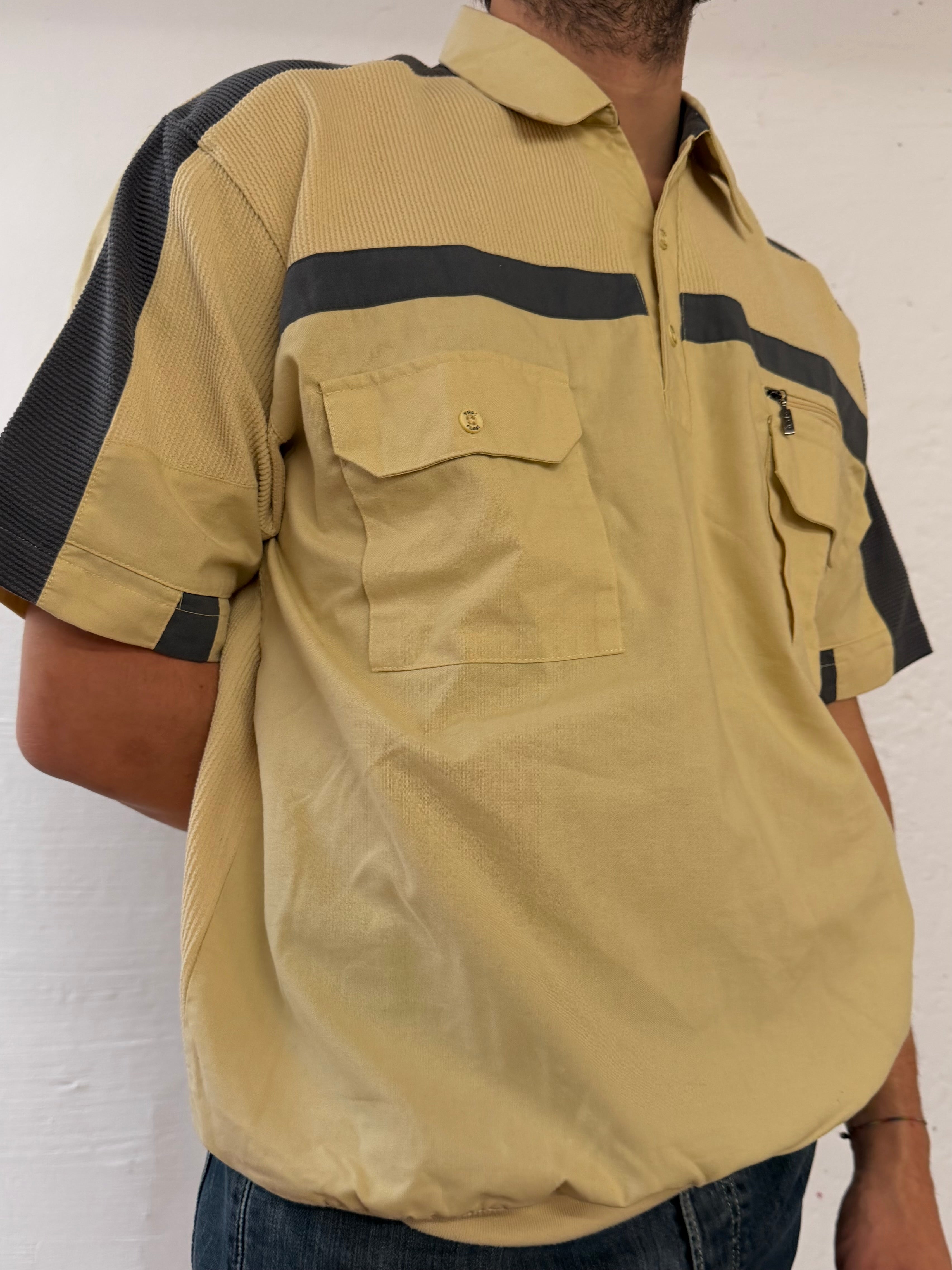 Polo Shirt Hajo Yellow & Grey Cotton & Polyester Blend Unisex – L